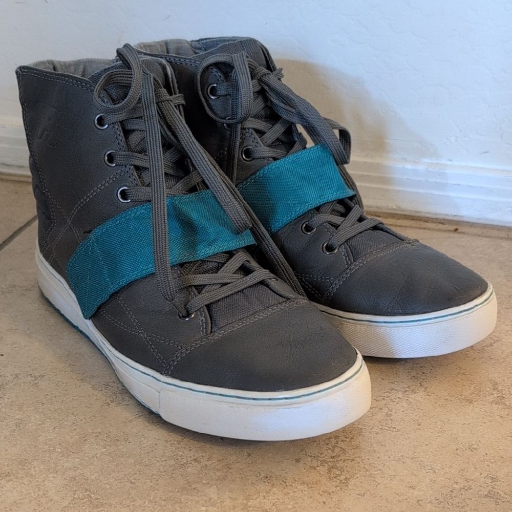 P.F. Flyers Gray Teal Strap High Top Sneakers Shoes - Men's 11